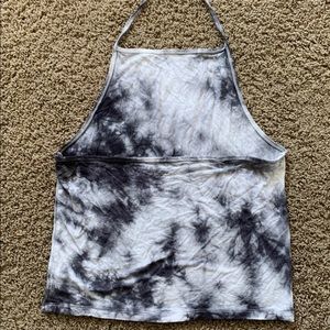 grey and white tye dye halter tank top